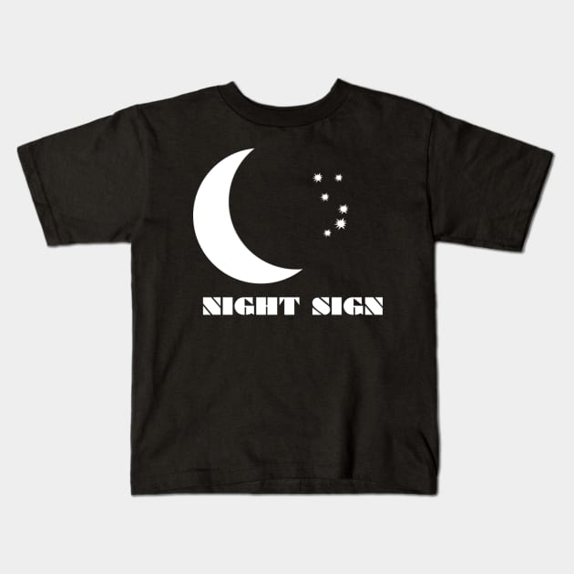 NIGHT SIGN Kids T-Shirt by linus_lb